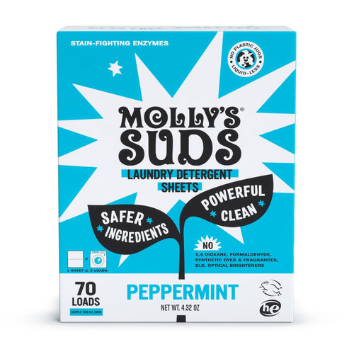 Molly's Suds Laundry Detergent Sheets, Peppermint, 70 Loads