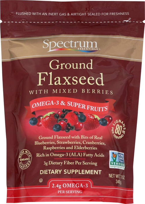 Spectrum Essentials Organic Ground Flaxseed, Mixed Berries, 12 oz