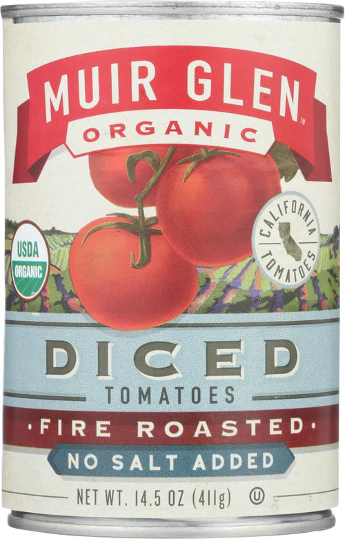 Muir Glen Organic Diced Fire Roasted Tomatoes, No Salt, 14.5 oz (Pack of 12)