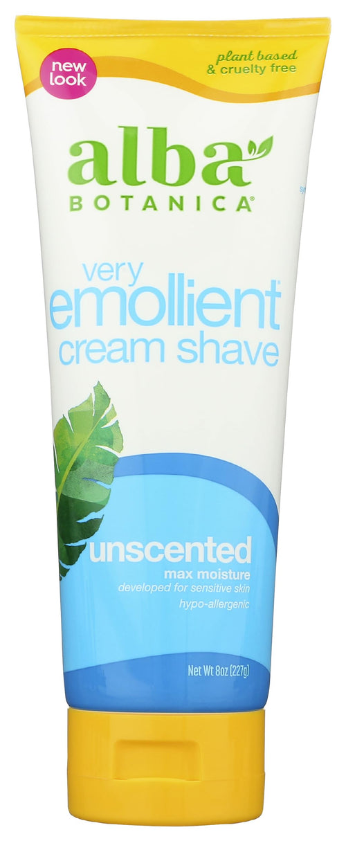 Alba Botanica Very Emollient Cream Shave, Unscented, 8 oz