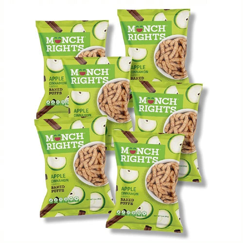 Munch Rights Baked Puffs Variety Pack, Apple Cinnamon, 3 oz (Pack of 6)