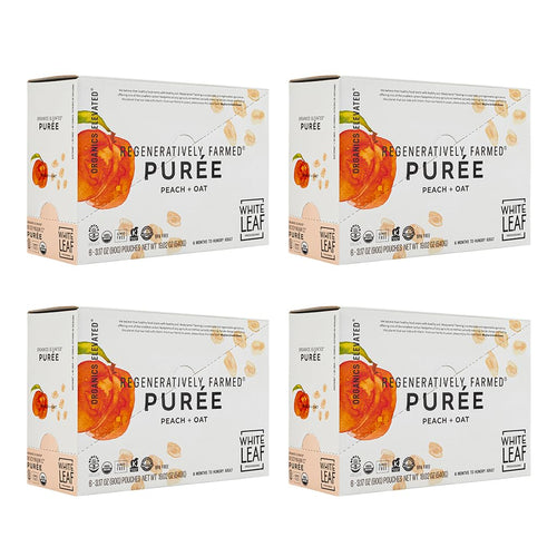 White Leaf Provisions Organic Toddler Snack Pouches, Peach + Oats (Pack of 24)