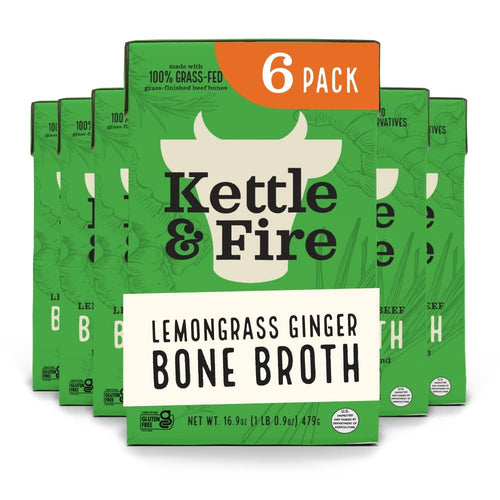 Kettle & Fire Lemongrass Ginger Beef Bone Broth, 6 Pack