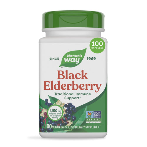 Nature's Way Black Elderberry Capsules, 1,150 mg, 100 Count