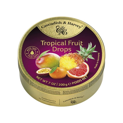 Cavendish & Harvey Tropical Hard Candy Drops, 7 oz Tin