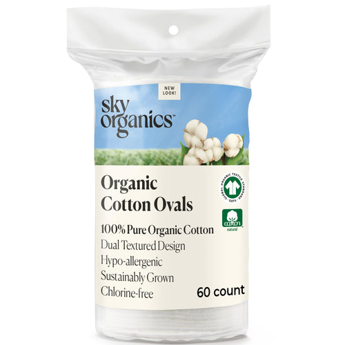 Sky Organics Organic Cotton Dual-Textured Large Pads, 60 Count