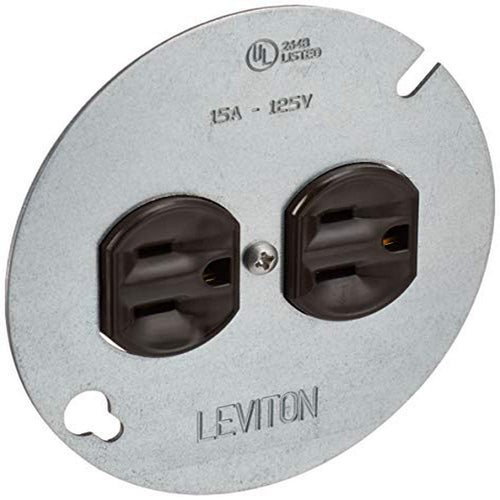 Leviton 15 Amp 125 Volt Duplex Receptacle with 4 in. Metal Cover, Brown