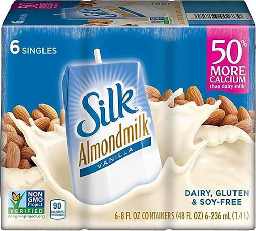 Silk Pure Almond Milk, Vanilla, 8 fl oz (Pack of 6)