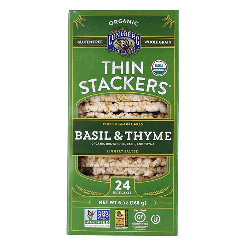 Lundberg Organic Thin Stackers, Basil and Thyme, 6 oz