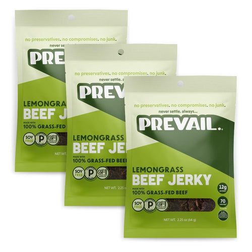 Prevail Jerky Lemongrass Grass-Fed Beef Jerky, 2.25 oz (Pack of 3)