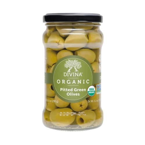 Divina Organic Pitted Green Olives, 5.3 oz