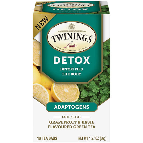 Twinings Adaptogens Detox Green Tea, Grapefruit & Basil, 18 Tea Bags