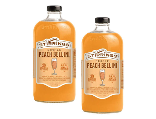 Stirrings Simple Peach Bellini Non-Alcoholic Cocktail Mix, 25.4 fl oz (Pack of 2)
