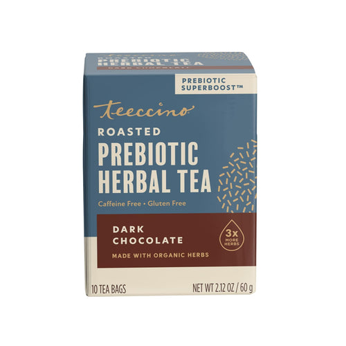 Teeccino Dark Chocolate Prebiotic SuperBoost Herbal Tea, 10 Tea Bags