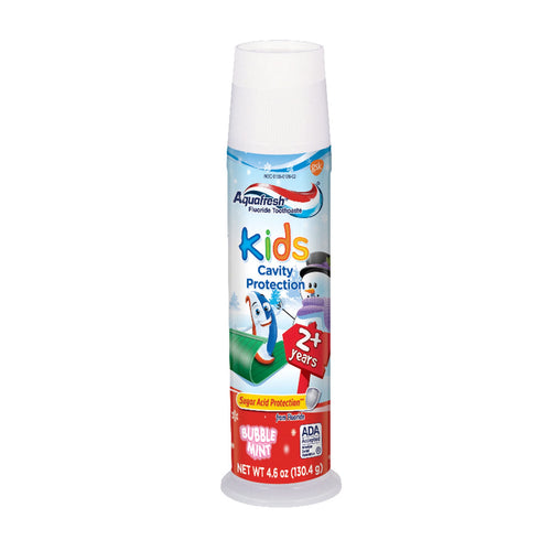Aquafresh Kids Cavity Protection Bubble Mint Fluoride Toothpaste Pump, 4.6 oz