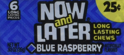 Now & Later Original Taffy Chews, Blue Raspberry, 0.91 oz (Pack of 24)