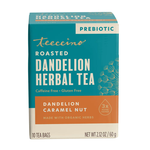 Teeccino Dandelion Caramel Nut Herbal Tea, 10 Tea Bags