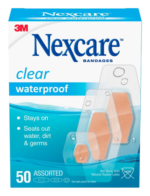 Nexcare Waterproof Clear Bandages, Assorted Sizes, 150 Count