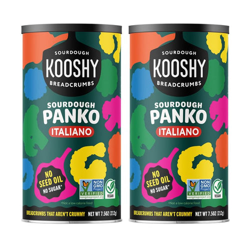 Kooshy Italian Vegan Sourdough Panko Bread Crumbs, 7.5 oz (Pack of 2)