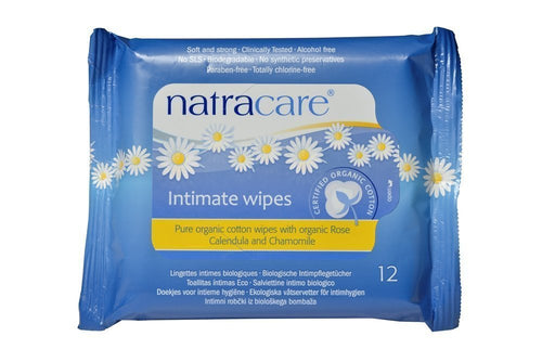 Natracare Intimate Cotton Wipes, 12 Count (Pack of 6)
