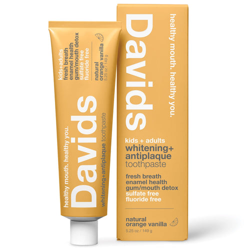 David's Fluoride Free Whitening Toothpaste for Kids & Adults, Orange Vanilla, 5.25 oz
