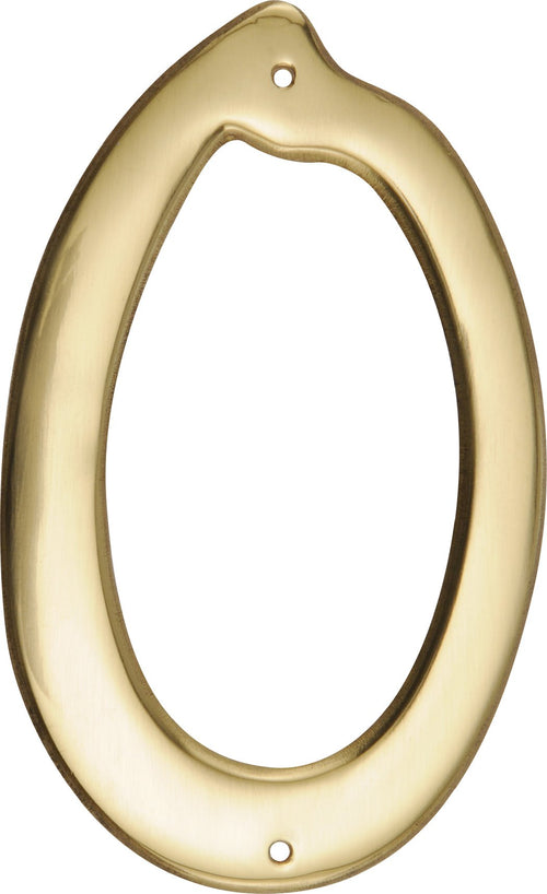 Hillman 4 Inch Nail-On Traditional Solid Brass House Number 0