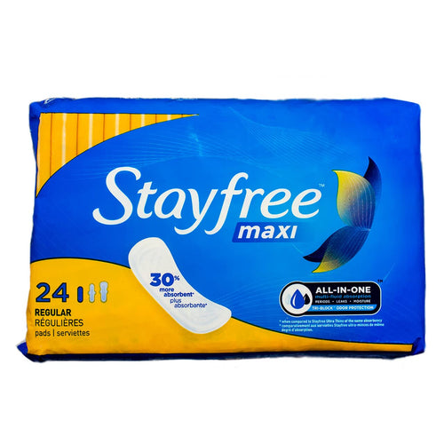 Stayfree Regular Maxi Pads, 24 Count