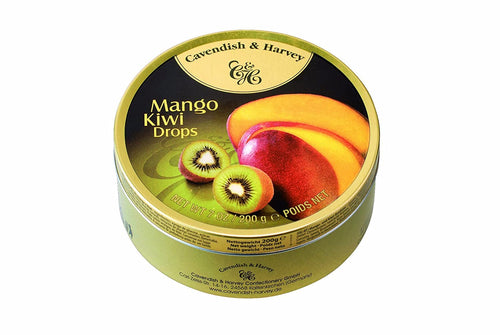 Cavendish & Harvey Mango Kiwi Hard Candy Drops, 7 oz Tin