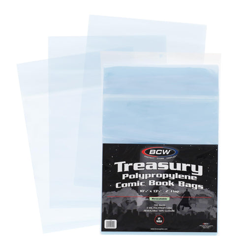BCW Resealable Treasury Comic Bags, 10.5" x 13.5" (100 Count)
