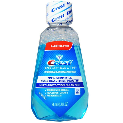 Crest Pro-Health Alcohol-Free Mouthwash, Clean Mint, 1.2 oz (Pack of 12)