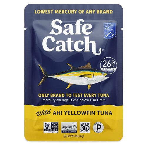 Safe Catch Wild Ahi Yellowfin Tuna Pouch, 3 oz (Pack of 12)