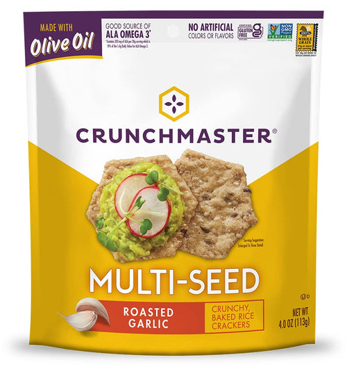 Crunchmaster Multi-Seed Crackers, Roasted Garlic, 4 oz