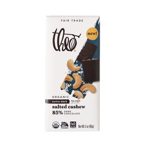 Theo Salted Cashew Organic Dark Chocolate Bar, 85% Cacao