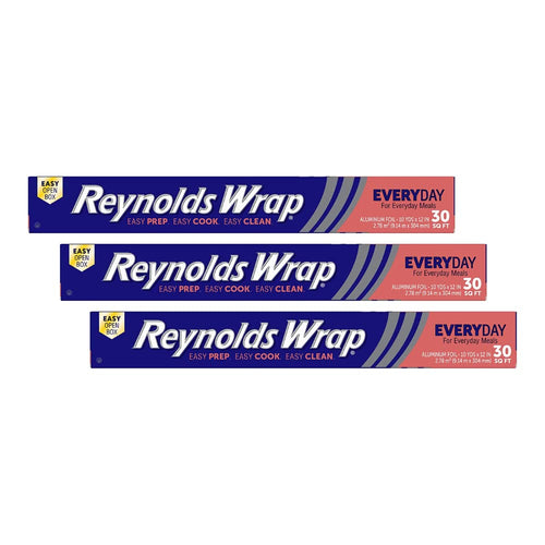 Reynolds Wrap Aluminum Foil, 12 Inch x 10 yd, 30 sq ft (Pack of 3)