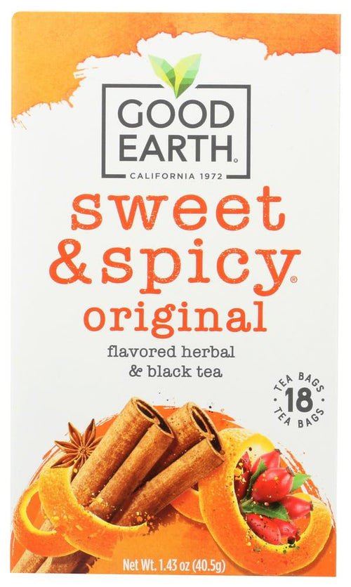 Good Earth Sweet and Spicy Herbal and Black Tea, 18 Tea Bags (Pack of 6)