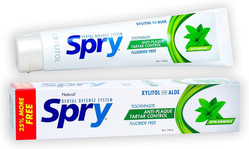 Spry Natural Fluoride-Free Xylitol Toothpaste, Spearmint, 5 oz