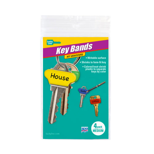 Lucky Line Colorful Key Bands, Medium (Pack of 4)