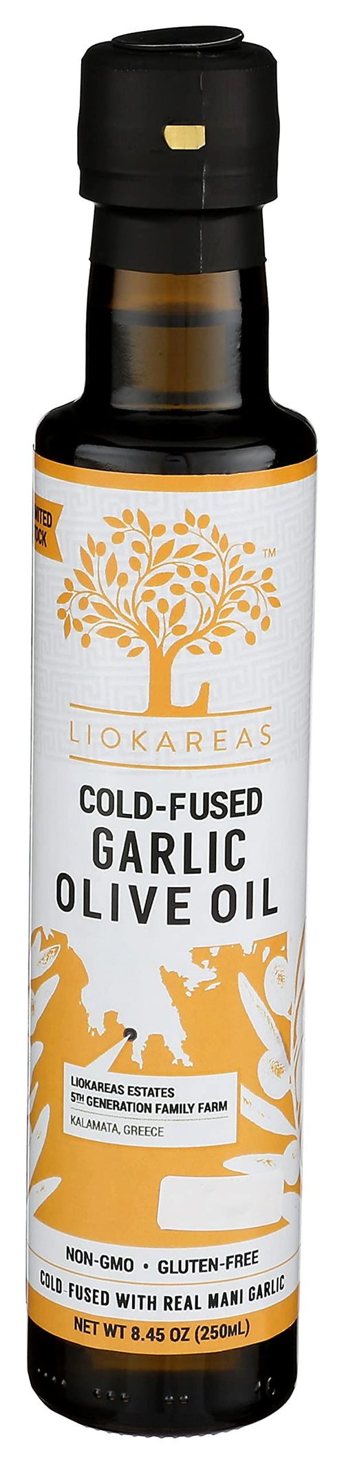Liokareas Garlic Olive Oil, Greek, Organic, First Pressed
