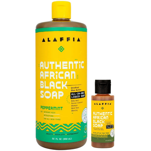 Alaffia African Black Soap Variety, Eucalyptus Tea Tree and Peppermint (Pack of 2)