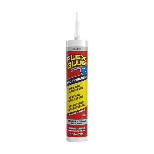 Flex Glue Rubberized Waterproof Adhesive, Clear, 9 oz Cartridge
