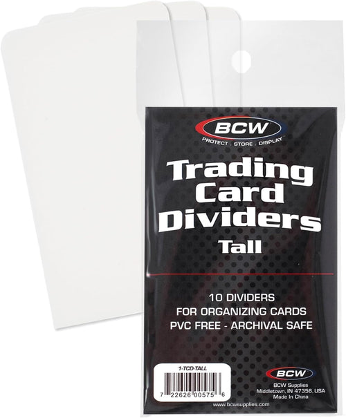BCW Tall Trading Card Dividers with Write-On Tabs, 10 Count