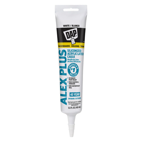 DAP Alex Plus Acrylic Latex Caulk Plus Silicone, 5.5 oz
