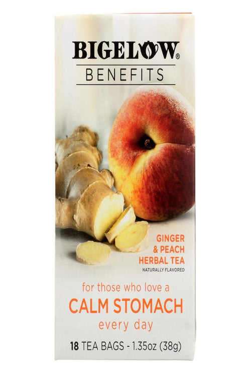 Bigelow Benefits Ginger Peach Herbal Tea, 18 Count (Pack of 2)