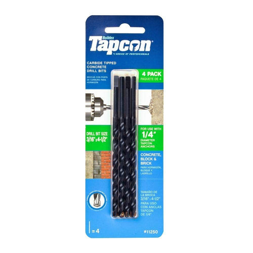 ITW Brands 3/16 x 4-1/2 Inch Concrete Bit (Pack of 4)