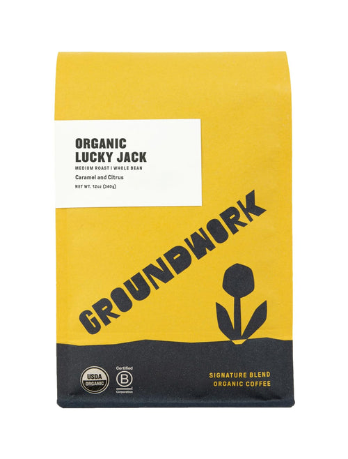 Groundwork Organic Lucky Jack Whole Bean Coffee, Medium Roast, 12 oz