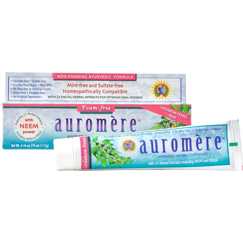 Auromere Ayurvedic Herbal Neem & Clove Toothpaste, Cardamom-Fennel