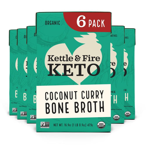 Kettle & Fire Coconut Curry & Lime Chicken Bone Broth, 6 Pack