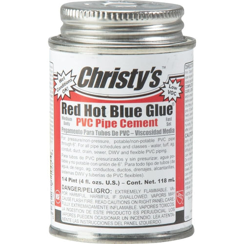 Christy's Red Hot Blue Glue PVC Cement, 4 fl oz
