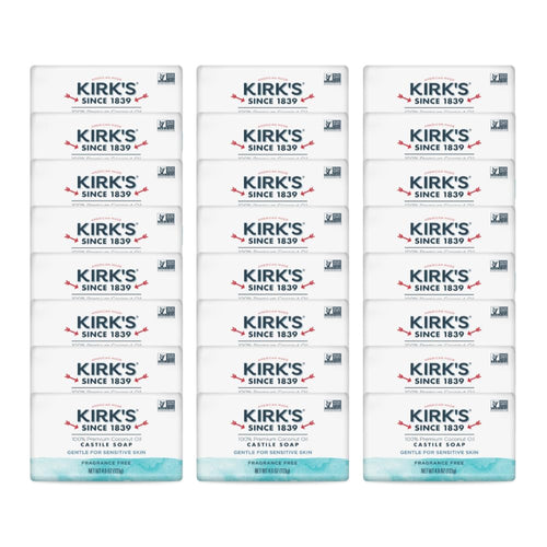 Kirk's Castile Bar Soap, Fragrance Free, 4 oz Bars (Pack of 24)