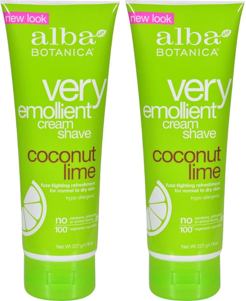 Alba Botanica Very Emollient Coconut Lime Shave Cream, 8 oz (Pack of 2)